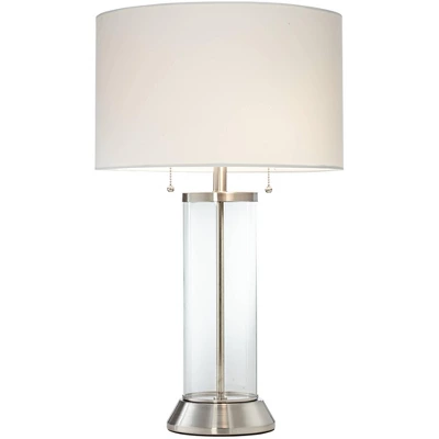 Possini Euro Design Fritz Modern Table Lamps 26 1/2" High Set Of 2 Silver Clear Glass With USB And AC Power Outlet In Base Drum Shade For Bedroom Desk 7 Possini Euro Design Fritz Modern Table Lamps 26 1/2" High Set Of 2 Silver Clear Glass With USB And AC Power Outlet In Base Drum Shade For Bedroom Desk - Image 7