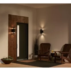 Possini Euro Design Skyridge 11 3/4" High Mid Century Modern Outdoor Wall Light Fixture Mount Porch House Exterior Up-Down LED Bulb Black Aluminum -Possini Euro Design Sales GUEST e3fe8bcd 23a0 43b6 a428 9873fa2c1065