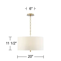 Possini Euro Design Warm Gold Pendant Chandelier 20" Wide Modern White Linen Drum Shade 4-Light Fixture For Dining Room Foyer Kitchen Island Entryway -Possini Euro Design Sales GUEST e442902c ea63 4d3a 8d41 f624d8734d7e