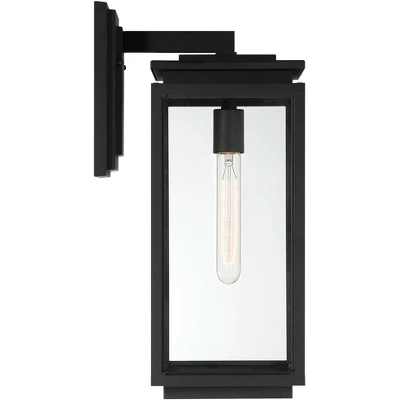 Possini Euro Design Modern Outdoor Wall Light Fixture Matte Black 18" Clear Glass For Post Exterior Barn Deck House Porch Yard 6 Possini Euro Design Modern Outdoor Wall Light Fixture Matte Black 18" Clear Glass For Post Exterior Barn Deck House Porch Yard - Image 6