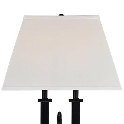 Possini Euro Design Deacon Modern Desk Table Lamp 26" High Black With USB And AC Power Outlet In Base LED Reading Light Oatmeal Shade For Office Desk 5 Possini Euro Design Deacon Modern Desk Table Lamp 26" High Black With USB And AC Power Outlet In Base LED Reading Light Oatmeal Shade For Office Desk - Image 5