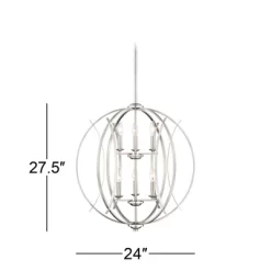 Possini Euro Design Spherical Brushed Nickel Large Chandelier 24" Wide Modern 6-Light Fixture For Dining Room House Foyer Kitchen Island Entryway Home -Possini Euro Design Sales GUEST e62c04c4 c29c 4795 9fb8 3a7406cfd339
