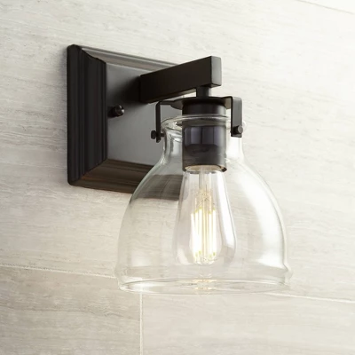 Possini Euro Design Bellis Industrial Modern Wall Light Sconce Bronze Hardwire 6" Fixture Clear Glass Shade For Bedroom Bedside Bathroom Vanity Home 1 Possini Euro Design Bellis Industrial Modern Wall Light Sconce Bronze Hardwire 6" Fixture Clear Glass Shade For Bedroom Bedside Bathroom Vanity Home