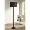 Possini Euro Design Meridian Modern 72" Tall Floor Lamp Oil Rubbed Bronze Metal Light Blaster LED Black Drum Shade For Living Room Bedroom