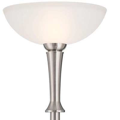 Possini Euro Design Burbank Modern 70" Tall Standing Floor Lamp Large Torchiere Foot Dimmer Switch Silver Metal Brushed Nickel Finish Living Room 2 Possini Euro Design Burbank Modern 70" Tall Standing Floor Lamp Large Torchiere Foot Dimmer Switch Silver Metal Brushed Nickel Finish Living Room - Image 2