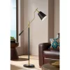 Possini Euro Design Modern Pharmacy Floor Lamp 54" Tall Matte Black Warm Gold Adjustable Metal Shade For Living Room Reading House