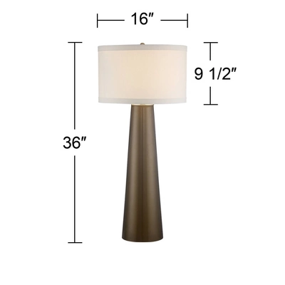Possini Euro Design Karen Modern Table Lamp 36" Tall Dark Gold Glass Off White Fabric Drum Shade For Bedroom Living Room Bedside Nightstand Office 6 Possini Euro Design Karen Modern Table Lamp 36" Tall Dark Gold Glass Off White Fabric Drum Shade For Bedroom Living Room Bedside Nightstand Office - Image 6