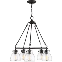 Possini Euro Design Bellis Bronze Wagon Wheel Pendant Chandelier 25" Wide Modern Clear Glass 5-Light Fixture For Dining Room House Kitchen Island Home -Possini Euro Design Sales GUEST e7bbb215 b714 48ed 95f2 82d1e0902641