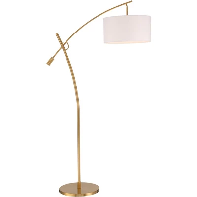Possini Euro Design Raymond Modern Arc Floor Lamp 69" Tall Warm Gold Adjustable Boom Arm White Linen Drum Shade For Living Room Reading Office House 7 Possini Euro Design Raymond Modern Arc Floor Lamp 69" Tall Warm Gold Adjustable Boom Arm White Linen Drum Shade For Living Room Reading Office House - Image 7