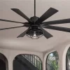 60" Possini Euro Design Defender Modern Industrial Indoor Outdoor Ceiling Fan LED Light Remote Matte Black Damp Rated Patio House