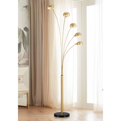 Possini Euro Design Infini Mid Century Modern 78" Tall Standing Floor Lamp Large Arc 5-Light Adjustable Gold Marble Brushed Brass Finish Living Room 1 Possini Euro Design Infini Mid Century Modern 78" Tall Standing Floor Lamp Large Arc 5-Light Adjustable Gold Marble Brushed Brass Finish Living Room
