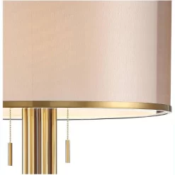 Possini Euro Design Granview Modern Floor Lamp 70 1/2" Tall Brass Metal Sheer Organza Outer Linen Inner Drum Shade For Living Room Bedroom Office Home -Possini Euro Design Sales GUEST e98e51f4 a68c 426a 8b07 fc712b79f8c9