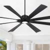 80" Possini Euro Design Defender Modern Indoor Outdoor Ceiling Fan With Dimmable LED Light Remote Control Matte Black Damp Rated For Patio Exterior