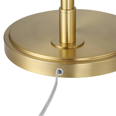 Possini Euro Design Modern Arc Floor Lamp Standing 62 1/2" Tall Warm Gold Offset Arm White Linen Drum Shade For Living Room Reading Family Bedroom 4 Possini Euro Design Modern Arc Floor Lamp Standing 62 1/2" Tall Warm Gold Offset Arm White Linen Drum Shade For Living Room Reading Family Bedroom - Image 4