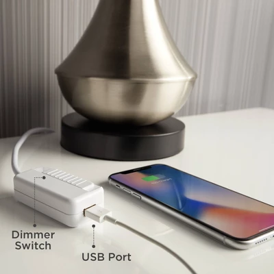 Possini Euro Design Modern Table Lamp With USB Charging Port And Nightlight LED 25" High Blue Art Glass White Shade For Bedroom Desk (Color May Vary) 8 Possini Euro Design Modern Table Lamp With USB Charging Port And Nightlight LED 25" High Blue Art Glass White Shade For Bedroom Desk (Color May Vary) - Image 8