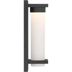 Possini Euro Design Kathleen 14" High Modern Outdoor Wall Light Fixture Mount Porch House Exterior LED Bulb Weatherproof Sand Black Metal Glass Shade -Possini Euro Design Sales GUEST ebea51b2 4d81 4673 bb02 b0e12f7c0b01 1