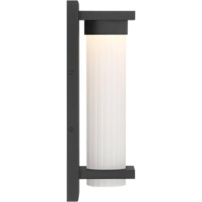 Possini Euro Design Kathleen 14" High Modern Outdoor Wall Light Fixture Mount Porch House Exterior Set Of 2 LED Bulb Sand Black Metal Glass Shade 7 Possini Euro Design Kathleen 14" High Modern Outdoor Wall Light Fixture Mount Porch House Exterior Set Of 2 LED Bulb Sand Black Metal Glass Shade - Image 7