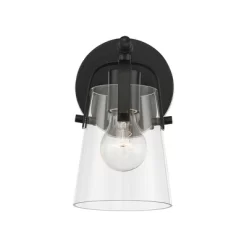 Possini Euro Design Modern Wall Light Sconce Black Metal Hardwired 5 1/4" Fixture Clear Glass Shade For Bedroom Bathroom Bedside -Possini Euro Design Sales GUEST ec96639e 1e12 4d7d b0a5 ff2399d288cf