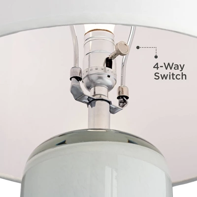 Possini Euro Design Modern Table Lamp With USB Charging Port And Nightlight LED 25" High Blue Art Glass White Shade For Bedroom Desk (Color May Vary) 4 Possini Euro Design Modern Table Lamp With USB Charging Port And Nightlight LED 25" High Blue Art Glass White Shade For Bedroom Desk (Color May Vary) - Image 4