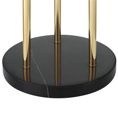 Possini Euro Design Arielle Mid Century Modern 67" Tall Standing Floor Lamp Tree 3-Light LED Foot Switch Gold Metal Brass Bubble Glass Gray Shade 4 Possini Euro Design Arielle Mid Century Modern 67" Tall Standing Floor Lamp Tree 3-Light LED Foot Switch Gold Metal Brass Bubble Glass Gray Shade - Image 4