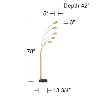 Possini Euro Design Infini Mid Century Modern 78" Tall Standing Floor Lamp Large Arc 5-Light Adjustable Gold Marble Brushed Brass Finish Living Room 3 Possini Euro Design Infini Mid Century Modern 78" Tall Standing Floor Lamp Large Arc 5-Light Adjustable Gold Marble Brushed Brass Finish Living Room - Image 3