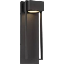 Possini Euro Design Modern Outdoor Wall Light LED Fixture Textured Black 16" Round Crystal Diffuser For Post Exterior House Porch -Possini Euro Design Sales GUEST edeb2801 88b9 409f 8334 39ba5ff5e687