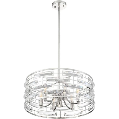 Possini Euro Design Smart Polished Nickel Chandelier 20" Wide Modern Drum Clear Crystal 6-Light Fixture For Dining Room House Foyer Kitchen Island 5 Possini Euro Design Smart Polished Nickel Chandelier 20" Wide Modern Drum Clear Crystal 6-Light Fixture For Dining Room House Foyer Kitchen Island - Image 5