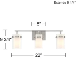 Possini Euro Design Kazran Modern Wall Light Brushed Nickel Hardwire 21 1/4" 3-Light Fixture Frosted White Glass For Mirror Vanity -Possini Euro Design Sales GUEST eeb064ef b6c8 4c10 9389 f01d41aee57c