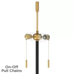 Possini Euro Design Roxie Modern Floor Lamp Standing 65 1/2" Tall Brass Black Metal Sheer Linen Double Drum Shade For Living Room Bedroom Office House -Possini Euro Design Sales GUEST ef458c1f 6b41 4a8c a2b9 bcf8648bb179