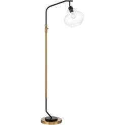 Possini Euro Design Tarrah Mid Century Modern 63" Tall Chairside Arc Floor Lamp Gold Black Metal Clear Glass Shade For Living Room House -Possini Euro Design Sales GUEST efde68e9 8b27 44fd 877f e9ff6907c945