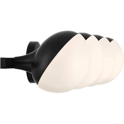 Possini Euro Design Celine Modern Wall Light Black Hardwire 30" 4-Light Fixture Opal White Glass Globe Shade For Bathroom Vanity 7 Possini Euro Design Celine Modern Wall Light Black Hardwire 30" 4-Light Fixture Opal White Glass Globe Shade For Bathroom Vanity - Image 7