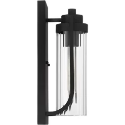 Possini Euro Design Bogata Modern Outdoor Wall Light Fixture Textured Black 15 1/2" Clear Ribbed Glass For Post Exterior Barn Deck House Porch Yard -Possini Euro Design Sales GUEST f0145b65 4c82 4212 a915 143f48d3ef80