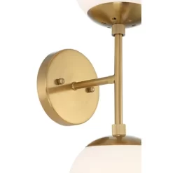 Possini Euro Design Oso Mid Century Wall Light Sconces Set Of 2 Soft Gold Hardwire 6" 2-Light Fixture Opal Glass For Bedroom Home -Possini Euro Design Sales GUEST f0457ae1 4d6f 4ebd ad2e f214c4f4e617