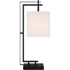Possini Euro Design Covello 25" High Modern Mission Desk Lamp USB Port AC Power Outlet Black Metal Single White Shade Home Office Living Room Charging -Possini Euro Design Sales GUEST f216f4f6 ad82 4ec4 9fb4 b6bef714b790