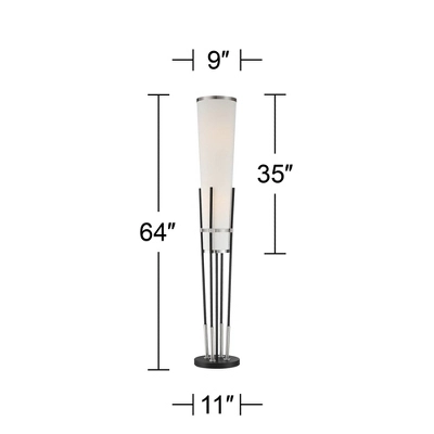 Possini Euro Design Flute Mid Century Modern 64" Tall Floor Lamp With Smart Socket Satin Black Nickel White Shade For Living Room House 3 Possini Euro Design Flute Mid Century Modern 64" Tall Floor Lamp With Smart Socket Satin Black Nickel White Shade For Living Room House - Image 3