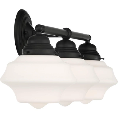 Possini Euro Design Astrid Modern Wall Light Black Metal Hardwire 27 1/4" 3-Light Fixture Opal White Glass Shade For Bedroom Bathroom Living Room 5 Possini Euro Design Astrid Modern Wall Light Black Metal Hardwire 27 1/4" 3-Light Fixture Opal White Glass Shade For Bedroom Bathroom Living Room - Image 5