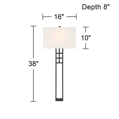 Possini Euro Design Ventano Modern Wall Lamp Matte Black Metal Plug-in 16" Light Fixture White Linen Shade For Bedroom Living Room House Hallway 3 Possini Euro Design Ventano Modern Wall Lamp Matte Black Metal Plug-in 16" Light Fixture White Linen Shade For Bedroom Living Room House Hallway - Image 3