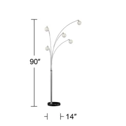 Possini Euro Design Allegra Mid Century Modern Arc Floor Lamp 88" Tall Chrome 5 Light Crystal Ball Shades For Living Room Reading Bedroom Office House -Possini Euro Design Sales GUEST f3e6d3e2 1b58 4df0 9c92 84fe8c174caa