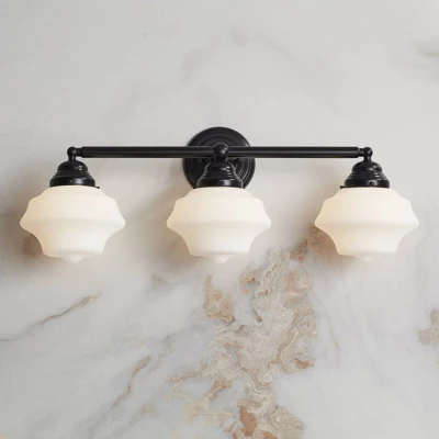 Possini Euro Design Astrid Modern Wall Light Black Metal Hardwire 27 1/4" 3-Light Fixture Opal White Glass Shade For Bedroom Bathroom Living Room 6 Possini Euro Design Astrid Modern Wall Light Black Metal Hardwire 27 1/4" 3-Light Fixture Opal White Glass Shade For Bedroom Bathroom Living Room - Image 6