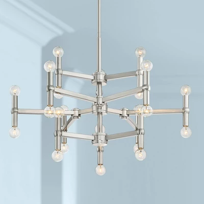 Possini Euro Design Marya Brushed Nickel Chandelier 32" Wide Modern 24-Light Fixture For Dining Room House Foyer Kitchen Island Entryway Bedroom Home 1 Possini Euro Design Marya Brushed Nickel Chandelier 32" Wide Modern 24-Light Fixture For Dining Room House Foyer Kitchen Island Entryway Bedroom Home
