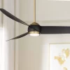60" Possini Euro Design Stresa Modern Indoor Ceiling Fan With Dimmable LED Light Remote Control Warm Brass Matte Black For Living Room Kitchen House