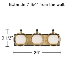 Possini Euro Design Carlyn Mid Century Modern Wall Light Brass Black Hardwire 26" 3-Light Fixture White Glass Globe Shade For Bedroom Bathroom Vanity 8 Possini Euro Design Carlyn Mid Century Modern Wall Light Brass Black Hardwire 26" 3-Light Fixture White Glass Globe Shade For Bedroom Bathroom Vanity -Possini Euro Design Sales GUEST f55a4e69 4ac8 4379 9d9f 60bf5ac063a1