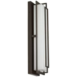 Possini Euro Design Belfonte Modern Outdoor Wall Light Fixtures Set Of 2 Bronze Rectangular Frame LED 16 1/4" White Glass For Post Exterior -Possini Euro Design Sales GUEST f5ac2d5f 649d 42d2 a098 5e8615045ed8