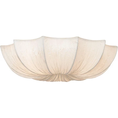 Possini Euro Design Planetarium Modern Ceiling Light Flush Mount Fixture 21" Wide Chrome 3-Light Ivory Fabric Scalloped Bowl For Bedroom Living Room 6 Possini Euro Design Planetarium Modern Ceiling Light Flush Mount Fixture 21" Wide Chrome 3-Light Ivory Fabric Scalloped Bowl For Bedroom Living Room - Image 6