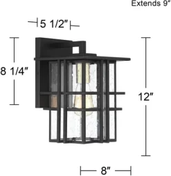 Possini Euro Design Arley Modern Outdoor Wall Light Fixture Black Geometric Frame 12" Seedy Glass For Post Exterior Barn Deck House Porch Yard Patio -Possini Euro Design Sales GUEST f778617c 9ffd 441f b1d5 7b881a2621ce