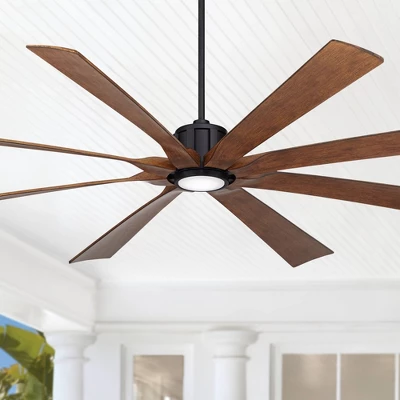 80" Possini Euro Design Defender Modern Indoor Outdoor Ceiling Fan With Dimmable LED Light Remote Matte Black Koa Damp Rated For Patio Exterior House 1 80" Possini Euro Design Defender Modern Indoor Outdoor Ceiling Fan With Dimmable LED Light Remote Matte Black Koa Damp Rated For Patio Exterior House
