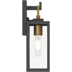 Possini Euro Design Possini Euro Trystin 13" High Black And Brass Outdoor Wall Light -Possini Euro Design Sales GUEST f87d6743 3667 4734 9ad5 ecb9319ebc45