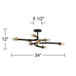 Possini Euro Design Alturus Modern Ceiling Light Semi Flush Mount Fixture 34" Wide Gloss Black Warm Brass 8-Light For Bedroom Living Room Hallway Home 14 Possini Euro Design Alturus Modern Ceiling Light Semi Flush Mount Fixture 34" Wide Gloss Black Warm Brass 8-Light For Bedroom Living Room Hallway Home -Possini Euro Design Sales GUEST f909c07d b22a 4613 8b5b 9514fe3b4f0a