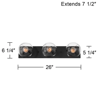 Possini Euro Design Possini Euro Michaelis 26" Wide Black 3-Light Bath Light 3 Possini Euro Design Possini Euro Michaelis 26" Wide Black 3-Light Bath Light - Image 3
