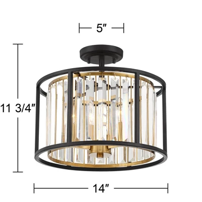Possini Euro Design Milne Modern Ceiling Light Semi Flush Mount Fixture 14" Wide Bronze Brass 3-Light Clear Crystal For Bedroom Kitchen Living Room 5 Possini Euro Design Milne Modern Ceiling Light Semi Flush Mount Fixture 14" Wide Bronze Brass 3-Light Clear Crystal For Bedroom Kitchen Living Room - Image 5